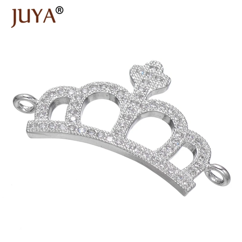 jewelry findings components gold crown charm connectors diy fashion bracelets necklace fittings micro paved cz stone | Украшения и