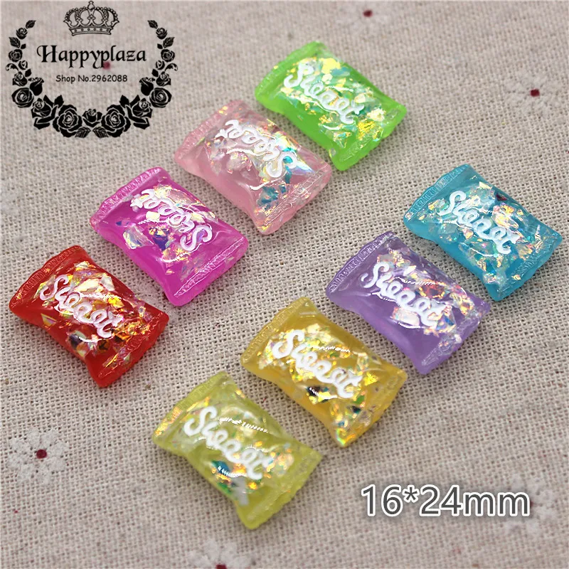 

10 шт., 16*24 мм, с плоским основанием, кабошон, блестящие, сладкие конфеты, имитация пищи, украшение, очаровательное ремесло
