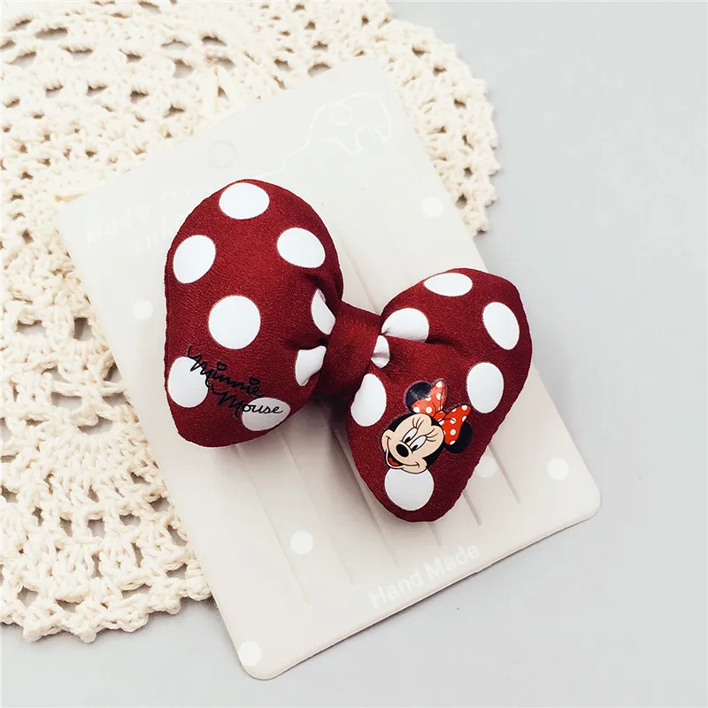 Hair clip D Disney 5 шт./компл. Микки Мышь плюшевые игрушки аксессуары, платье для девочек, с рисунком, с бантом, для девочек резинкой вечерние украшения подарки на день рождения - Цвет: Hair clip D