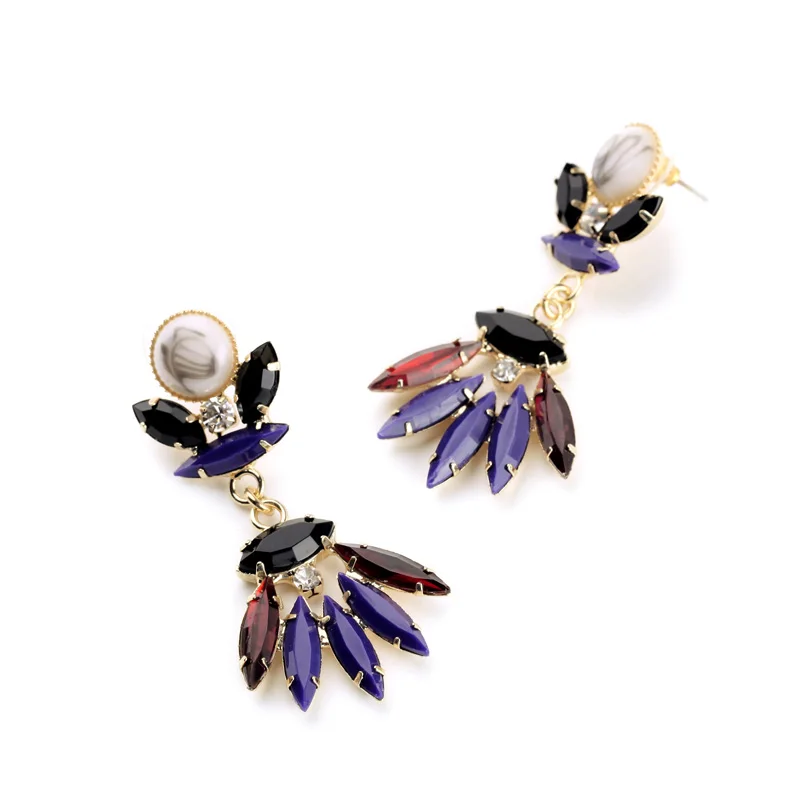 Разноцветный имитация драгоценных камней Этническая Серьга пирсинг 2015 новые