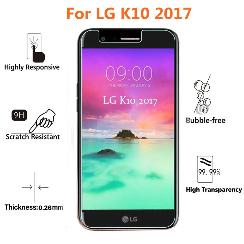 Закаленное стекло 9H для LG K10 2017 оригинальная Высококачественная защитная пленка