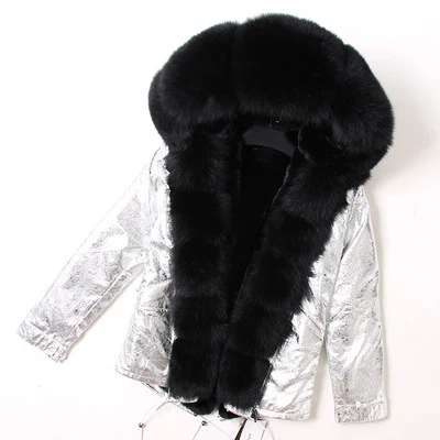 OFTBUY зимняя женская куртка из натурального меха, парка с воротником из натурального Лисьего меха, розовая короткая куртка с подкладкой из искусственного меха, модная уличная одежда - Цвет: 6
