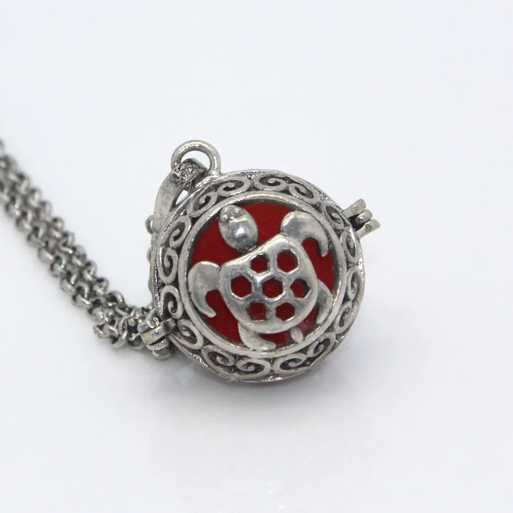 Старинное серебро сердце черепаха полые медальон светятся в темноте Бусины