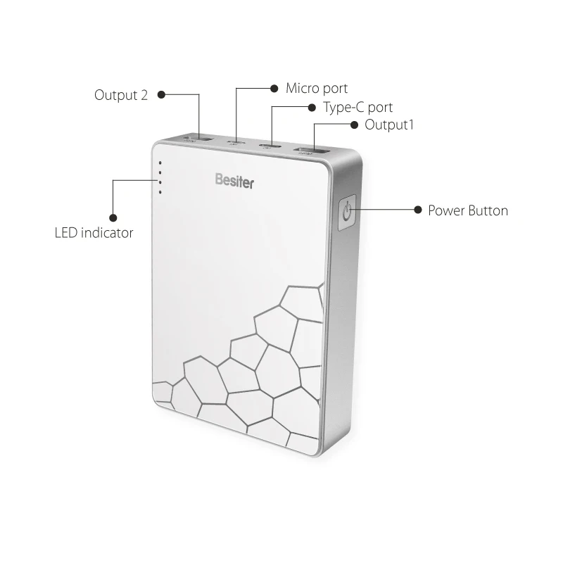 Besiter 10000 мАч Quick Charge запасные аккумуляторы для телефонов смартфонов батарея