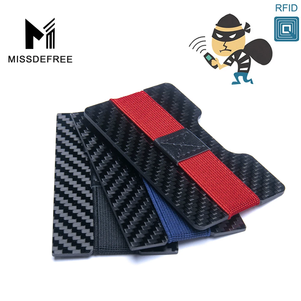 Зажим для карт и денег из углеродного волокна тонкий кошелек с передним карманом