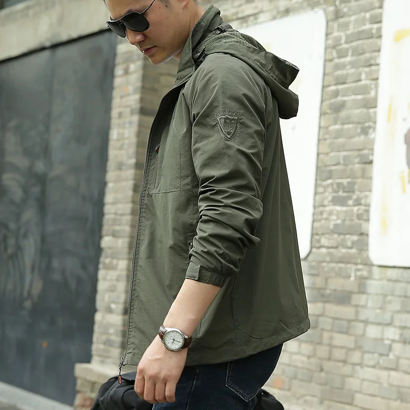 Весенняя мужская куртка 5XL 6XL, водонепроницаемая Мужская куртка с капюшоном, тонкая повседневная спортивная куртка, мотоциклетная модная верхняя одежда, ветровка для мужчин