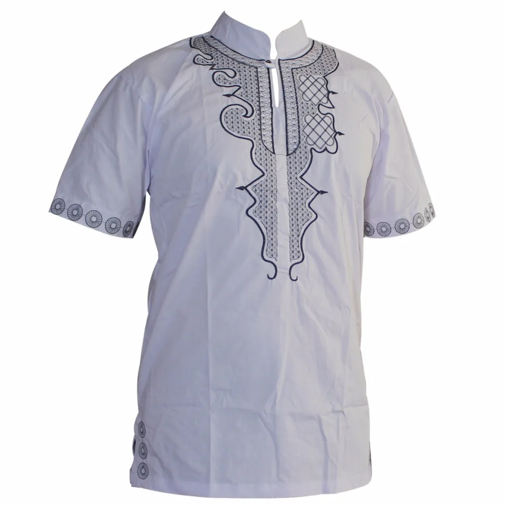 Dashikiage Black Panther Embroidered Slim African Hippie Dashiki Top Ankara For Man's Short Sleeve Fashion T-Shirts | Мужская одежда