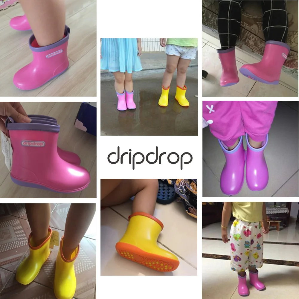 DRIPDROP Резиновые сапоги из ПВХ для Детей Водонепроницаемые до середины икры
