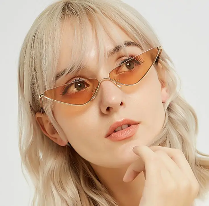 New Vintage Cat Eye Sunglasses Women Small Triangle Sun Glasses Fashion Color Lenses Female Glasses Metal Frame UV400 zonnebril