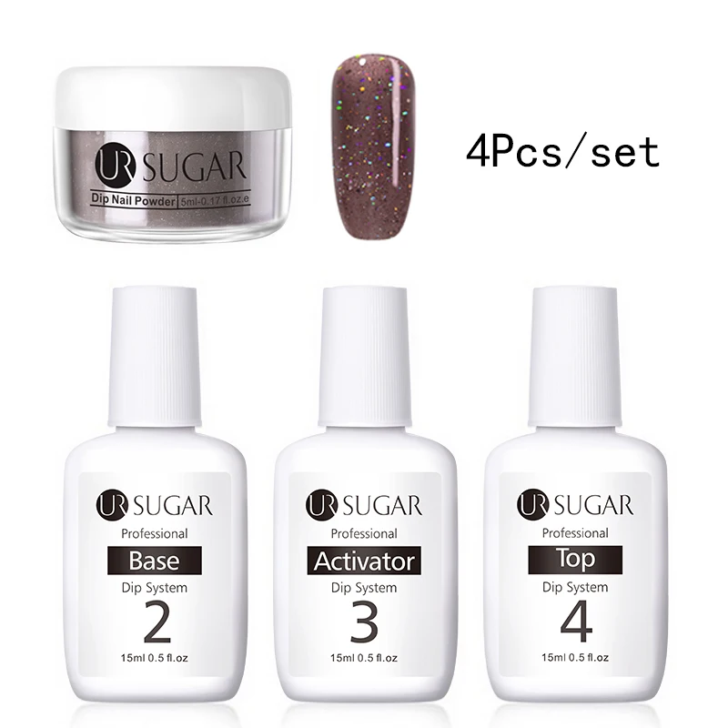 4Pcs Set 8 Ur Sugar 5 мл голографический блеск окунания ногтей порошок Набор градиентные ногти Dip украшения порошок натуральный сухой без лампы лечения Топ - Цвет: 4Pcs Set 8