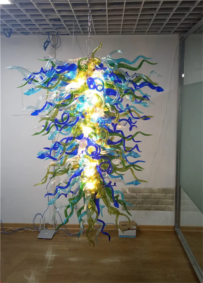 

Christmas Decoration Lights Large Glass Art Chandelier for Hotel Home Handmade Blown Glass Big Chandeliers