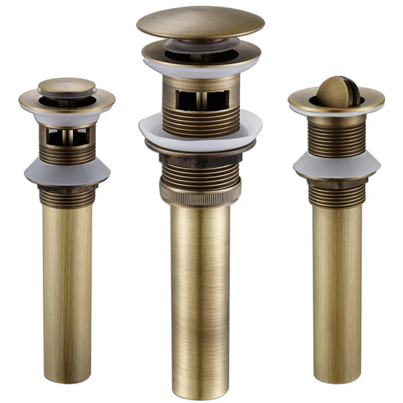 

Pop Up Drains Antique Brass Bathroom Basin Push Down Pop up Drainer Bathroom Parts Faucet Accessories Lavatory Deodorizati Drain