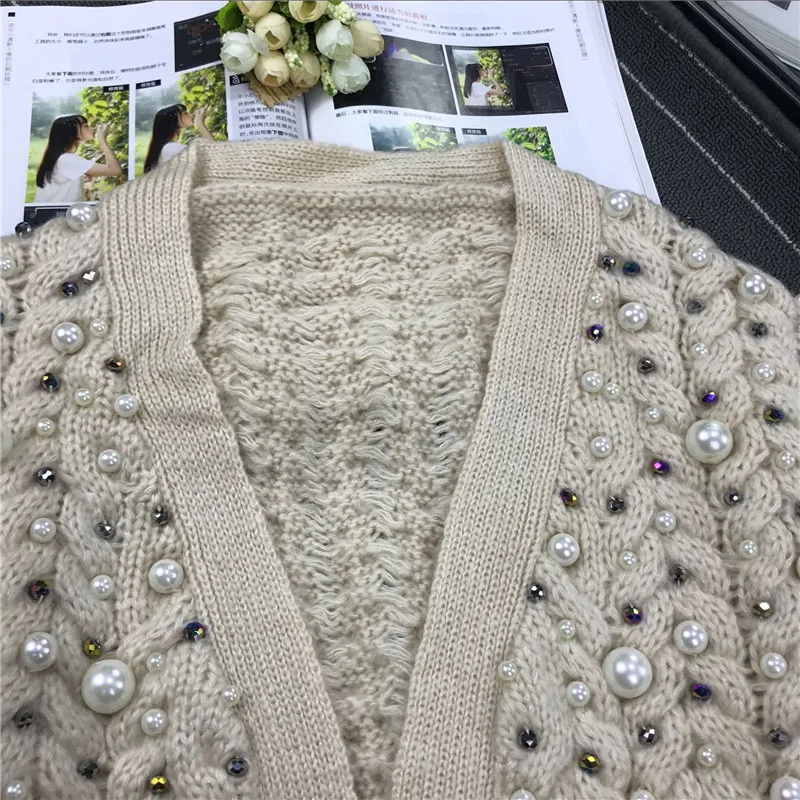 Женский свитер пончо с бусинами вязаный кардиган для женщин 2019|knit cardigan sweater|women