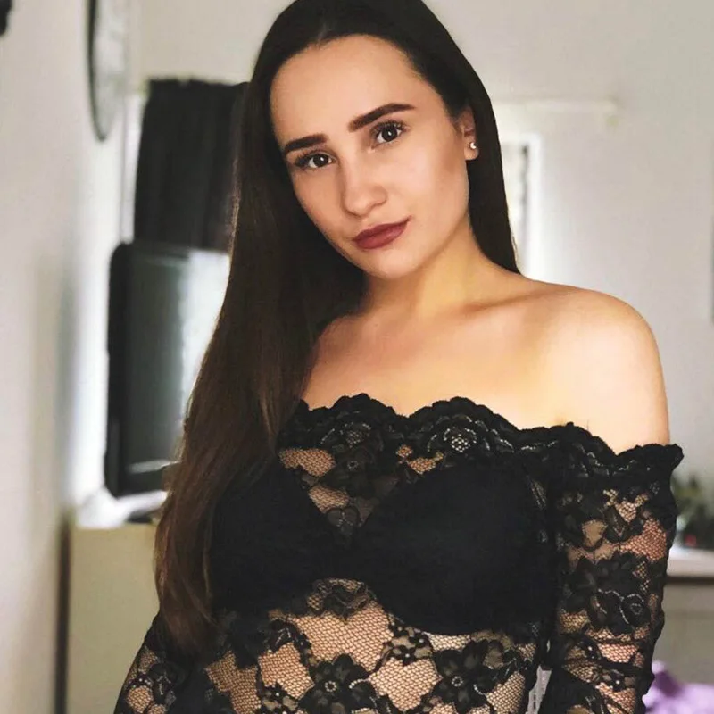 Pholeey Women Perspective Sexy Black Lace Bodycon Top Hollow Out Off Shoulder Long Sleeves Elegant Ladies Shirt Slash Neck Tops |