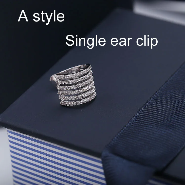 A style one ear clip Модные одного куска свернется в форме змеи; серьги, Надеваемые На ушной хрящ ААА кубического циркония ухо клип серьги-манжеты Для женщин ювелирные изделия на каждый день - Окраска металла: A style one ear clip