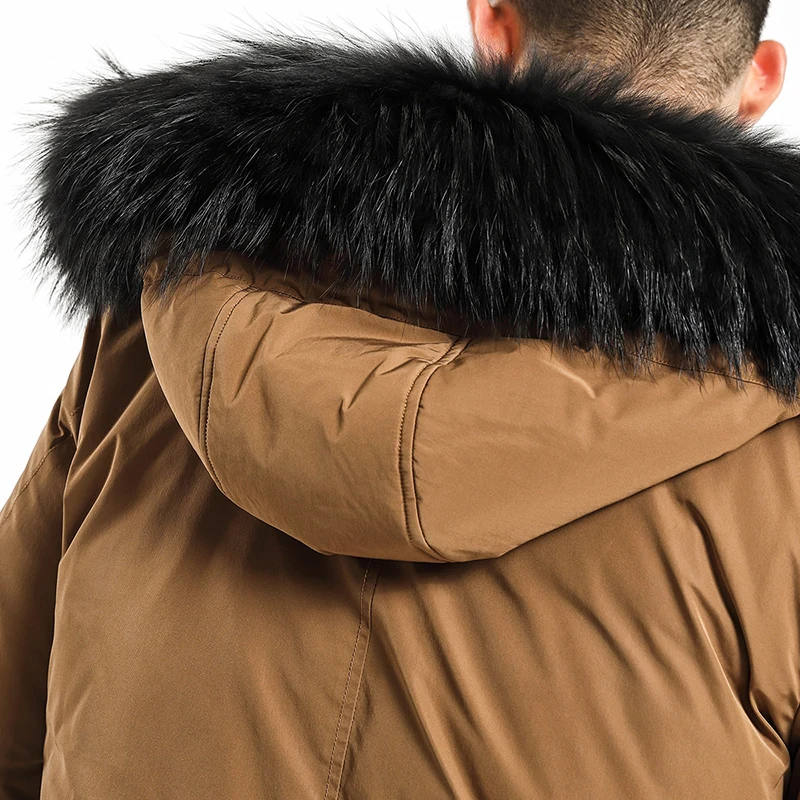 SIMWOOD Зимняя парка на утином пуху для мужчин с капюшоном теплая куртка Slim Fit