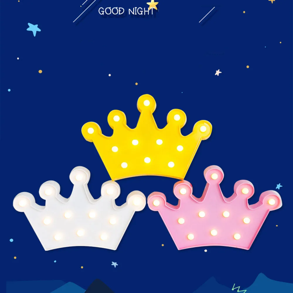 Светодиодный 3D принцессы queen Корона ночник Батарея Мощность настольная лампа для