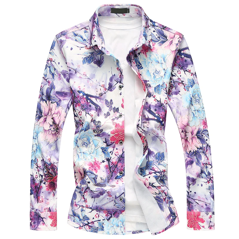 Мужская Повседневная рубашка MOGU повседневная приталенная с цветочным принтом