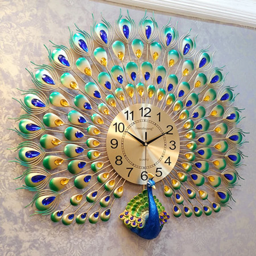 Peacock Modern Wall Clock Living Room Creative Metal Digital Decor Reloj Home Decoration Accessories 50C0038 | Дом и сад