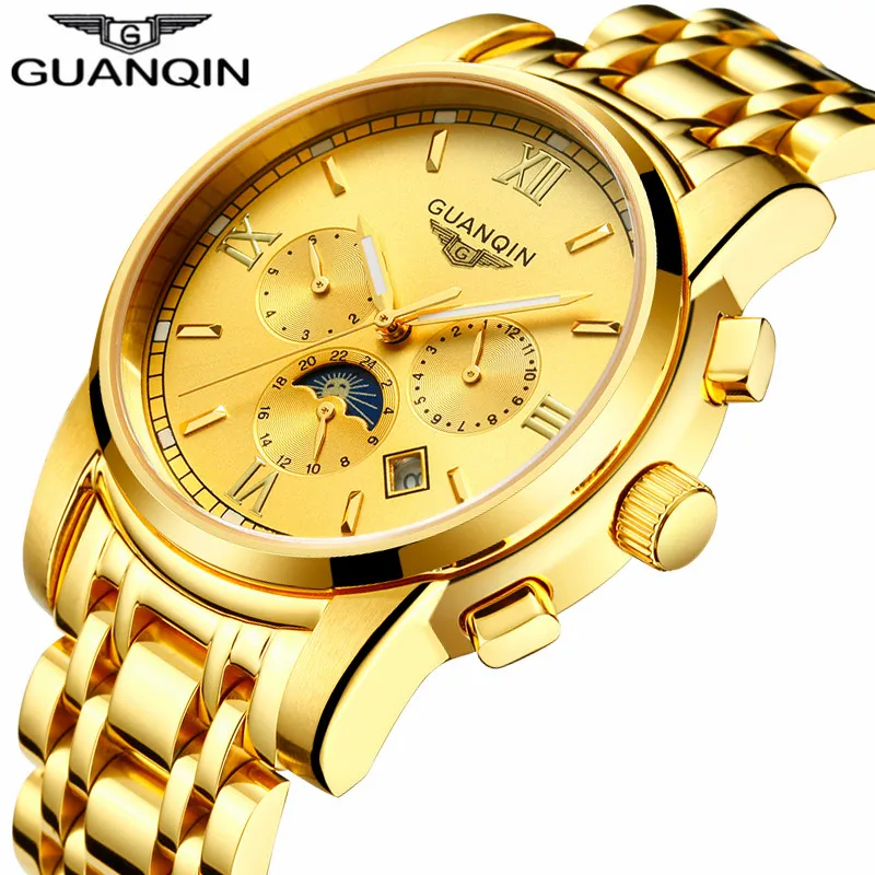 Relogio Masculino GUANQIN 2017 Brand Tourbillon Automatic Watch Luxury Men Business Stainless Steel Mechanical Wristwatch A | Наручные