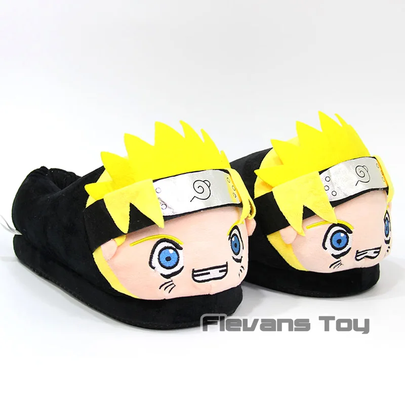 С рисунком Аниме Наруто Uzumaki Naruto плюшевые тапочки для мальчика Для мужчин зимние Теплая домашняя обувь мягкие игрушки