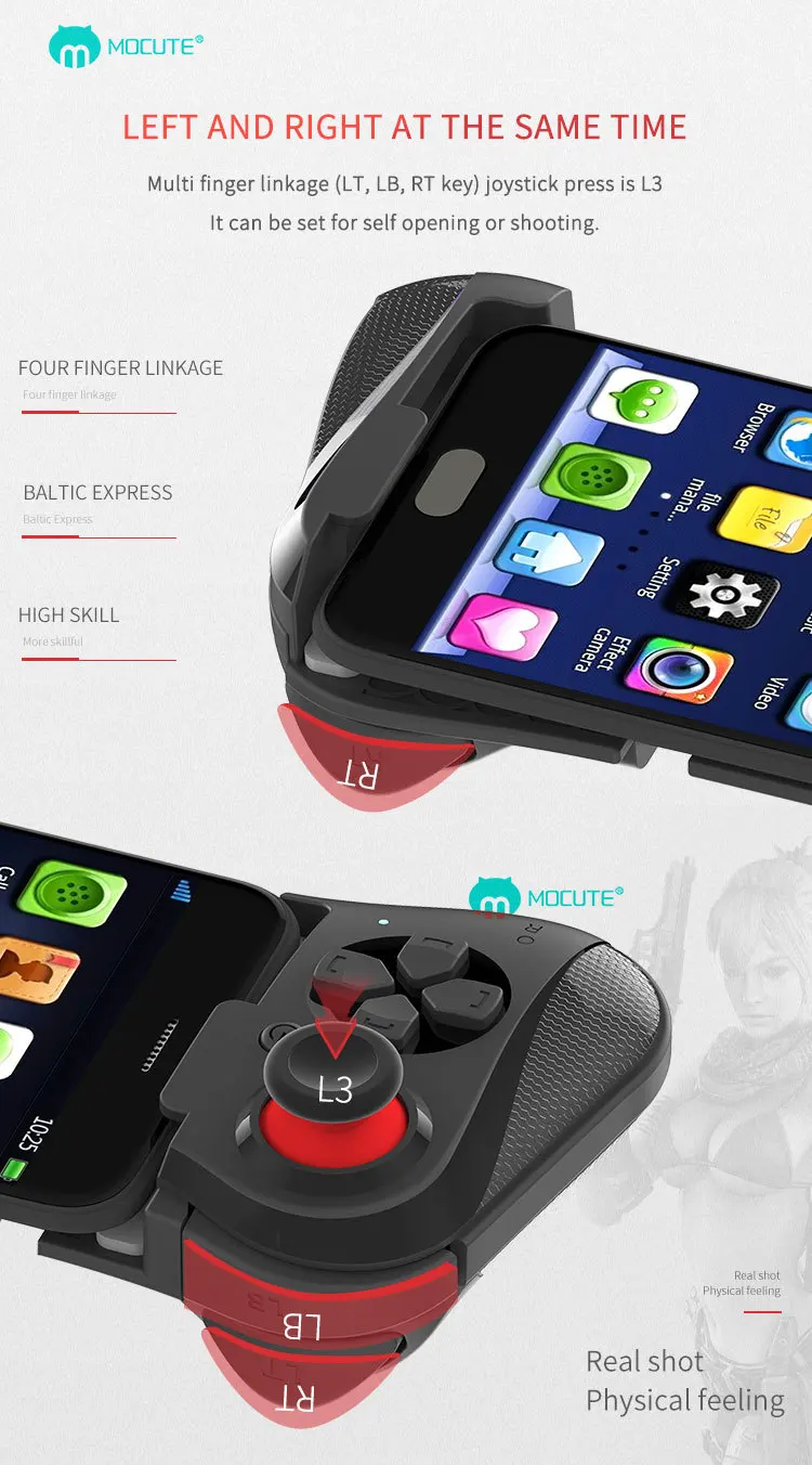 Mocute 058 беспроводной игровой коврик Bluetooth Android джойстик VR Телескопический контроллер игровой геймпад для iPhone PUBG мобильный джойстик