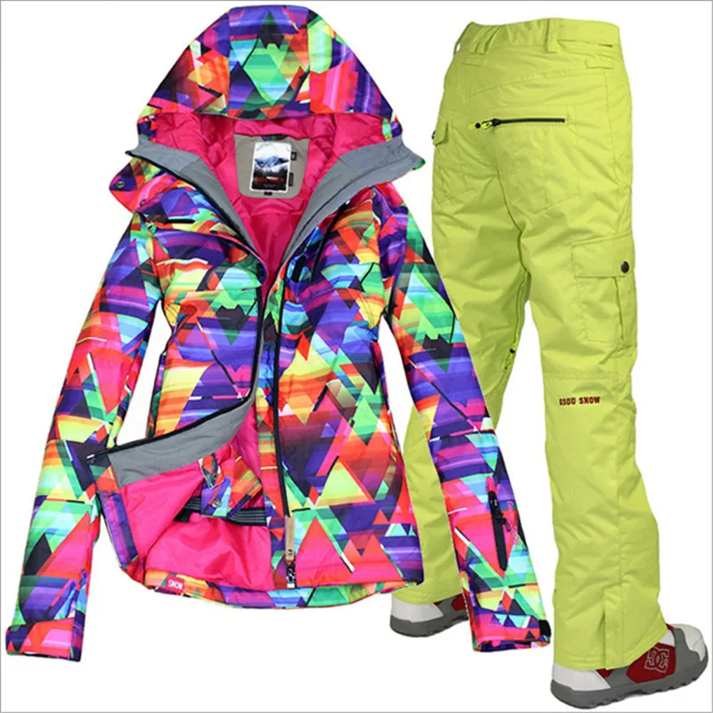 GSOU SNOW Brand лыжный костюм женские лыжные куртки брюки непромокаемые