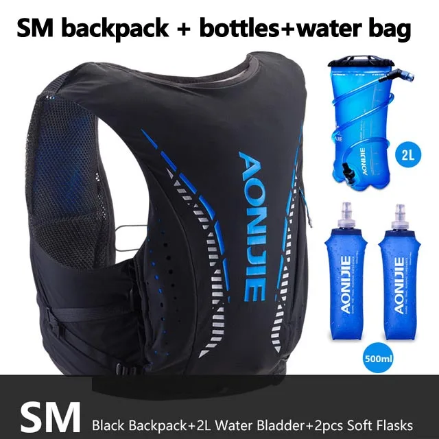 SM all in- black AONIJIE 10L Кожаный Рюкзак гидратация пакет рюкзак сумка Жилет Жгут водный Пузырь Пешие прогулки Кемпинг бег марафон гонки C942 - Цвет: SM all in- black