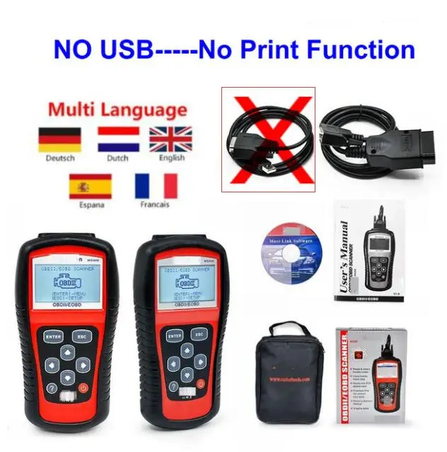 No USB Cable MaxiScan MS509 OBDII OBD2 автомобильный считыватель кодов Сканер автомобильный диагностический инструмент профессиональный MaxiScan MS509 сканер - Цвет: No USB Cable