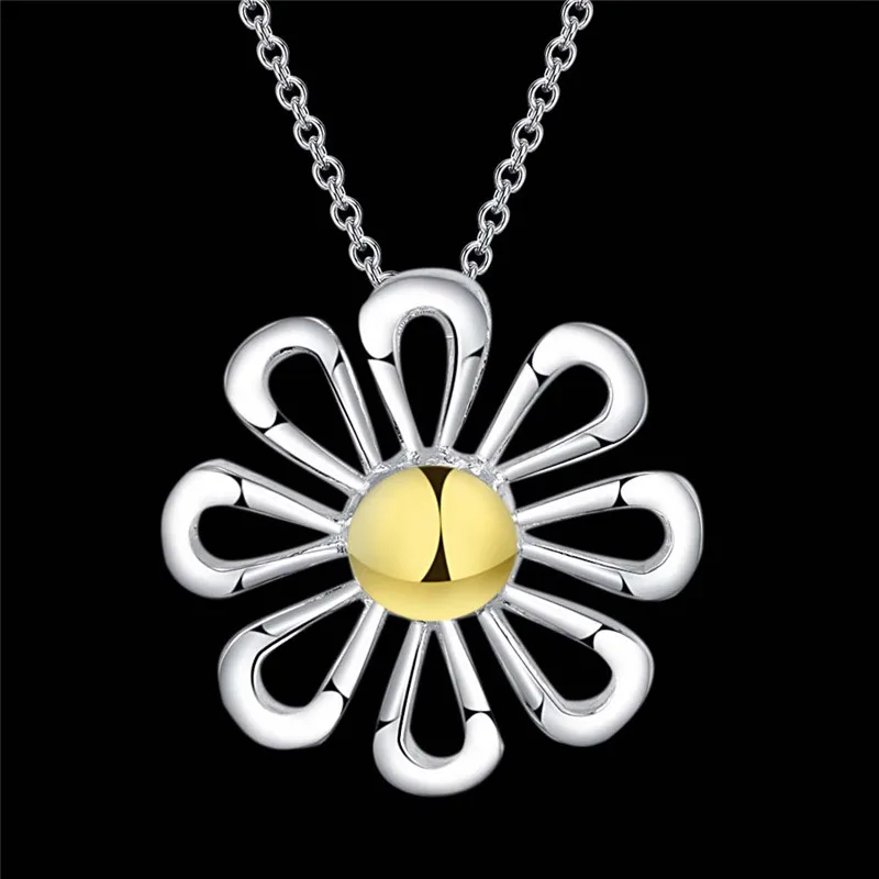 Золотой цветок красивый дизайн серебряный цвет кулон ожерелье Модные ювелирные