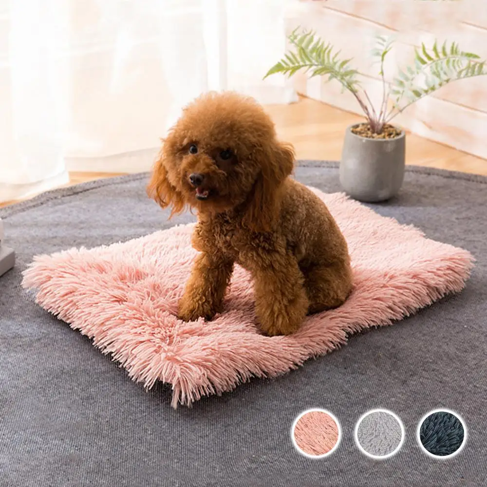 Розовый Winter Dog Bed Mat Soft Fleece Pet Cushion House Warm Puppy Cat Sleeping Bed Blanket For Small Large Dogs Cats Kennel Cama Perro - Цвет: Розовый
