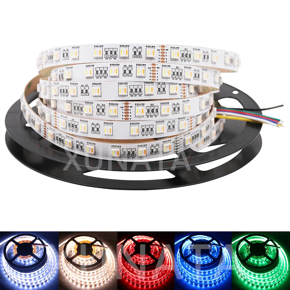 5 м RGB + CCT Светодиодная лента в 1 чип 5050 30/60/96 светодиодов/м DC 12 В 24 CW WW RGBW теплый белый