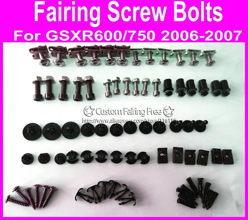 

New motorcycle part screw bolts kit for Suzuki GSXR600 750 2006 2007 black fairing dag screws gsxr600 750 06 07 coupling bolt se