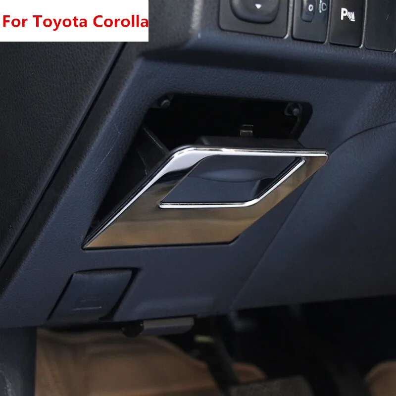 Для Toyota Corolla 2014 2015 внутренняя коробка для хранения из нержавеющей стали отделка
