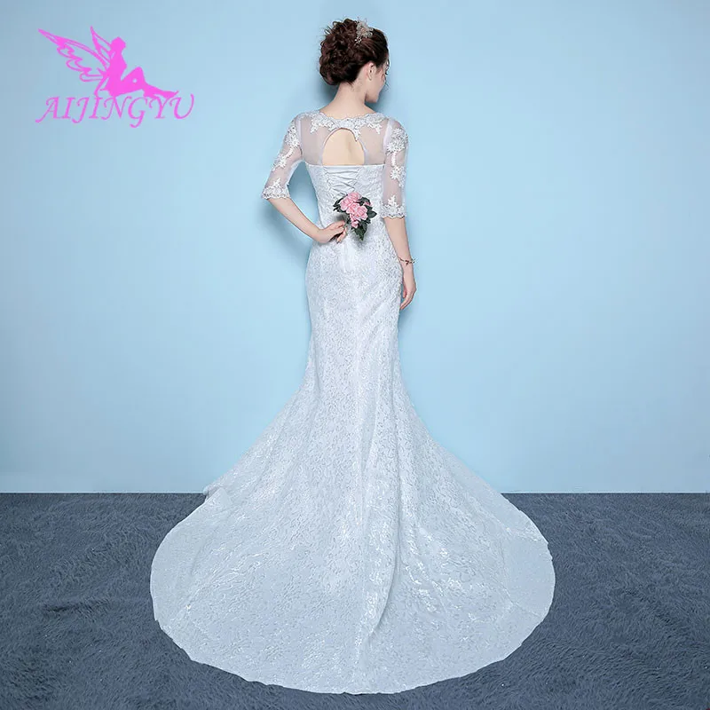 

AIJINGYU 2021 V Neck Customized new hot selling cheap ball gown lace up back formal bride dresses wedding dress WK410