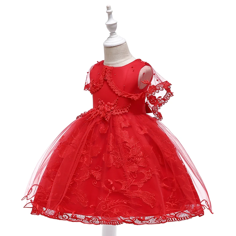

Girls Dresses Princess Birthday Party Girls Clothes Pearl Flower Sleeveless Wedding Dress Ball Gown For Baby Girls
