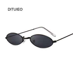 Fashion Women Sunglasses Famous Oval Sun Glasses Female Luxury Brand Metal Round Rays Frames Black S