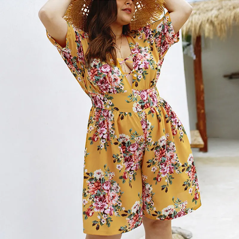 Летние женские комбинезоны больших размеров боди с v-образным вырезом Mujer