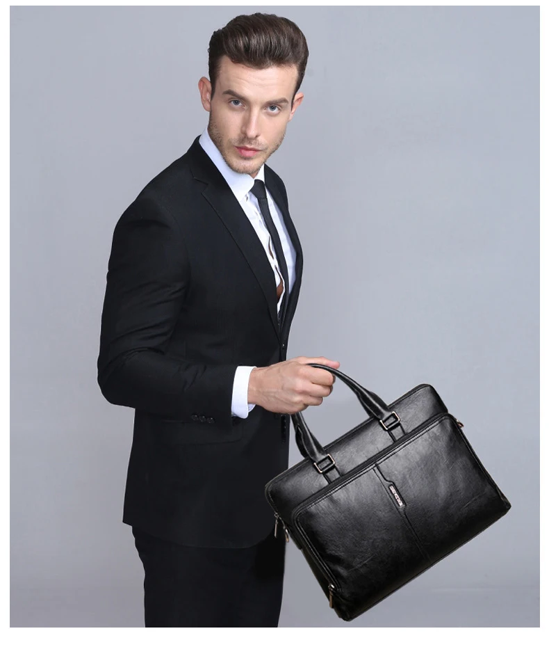 

New Luxury Leather Business Men's Briefcase Lager Male Fashion Shoulder Bag Men Messenger Bag Boy Casual Tote Computer Bag