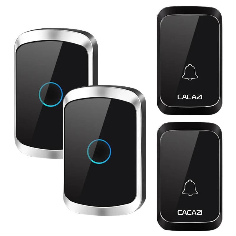 2 button 2 receiver CACAZI беспроводной дверной звонок 300 м дистанционный водонепроницаемый 1 2 кнопки 1 2 3 приемник умный беспроводной светодиодный светильник домашний дверной Звонок - Цвет: 2 button 2 receiver