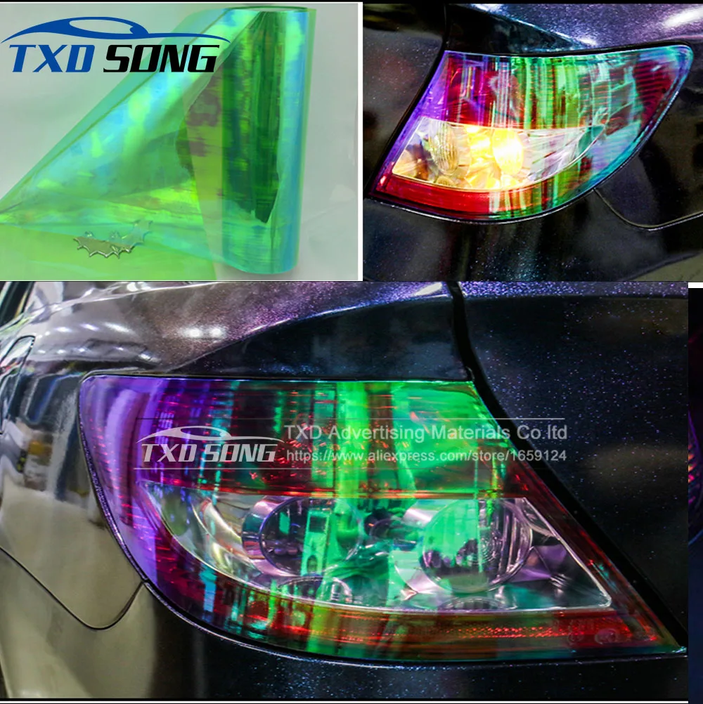 30CM*100/200/300/400/500/600/900CM Chameleon Transparent Car Headlight Changing Film 11 Colors chameleon Headlight tint film
