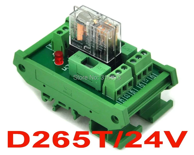 DIN рейка крепление плавленого DPDT 5A Мощность реле Интерфейс модуль G2R 2 24 В