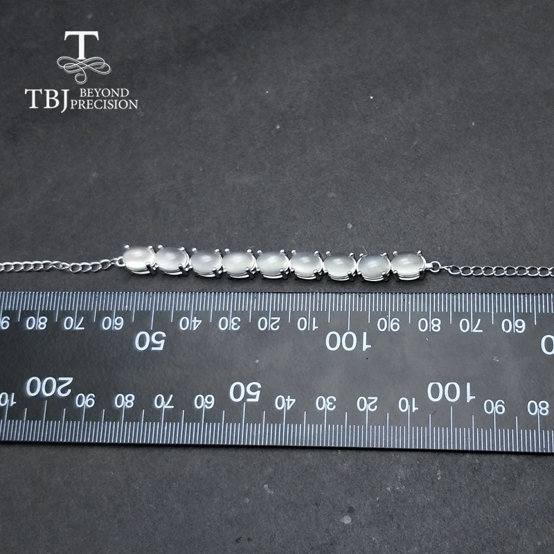 Женский браслет с лунным камнем TBJ овальный натуральным индийским белым 6*8 мм