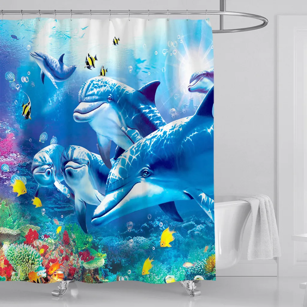 Занавеска для душа Ouneed s Beautiful sea world водонепроницаемая занавеска с милым