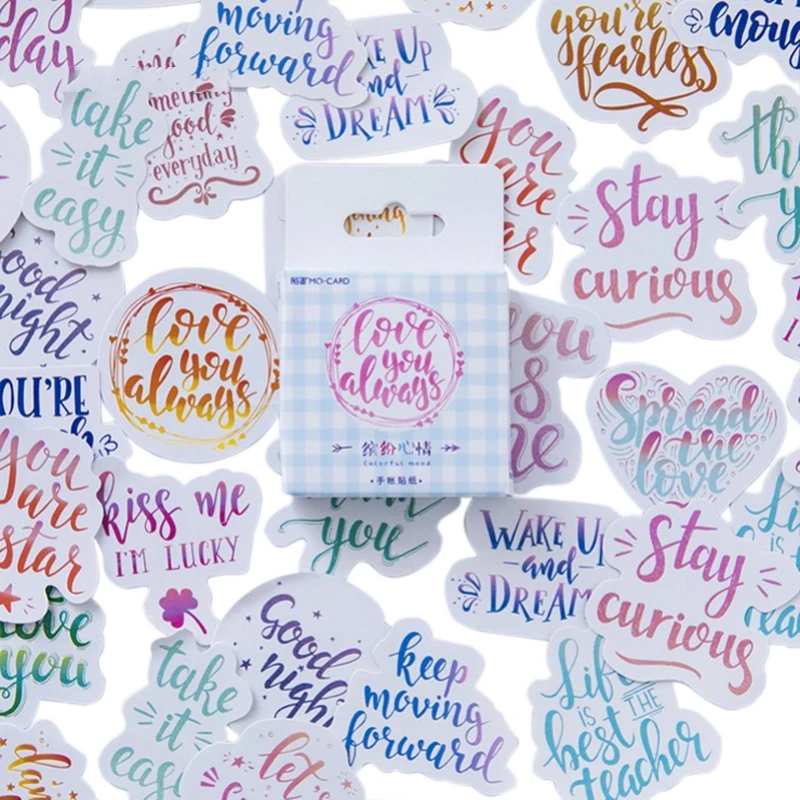 

46pcs/pack Colorful Fun Many Styles Words Decorative Adhesive Paper Sticker Best Wishes Message For Friends