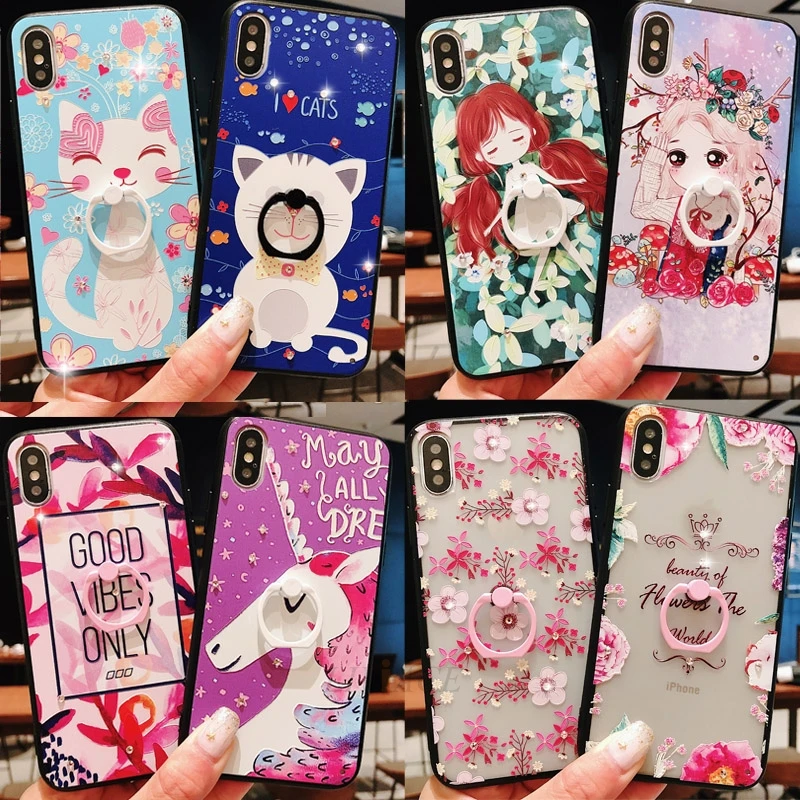 diamond flower cat phone case for huawei p20 lite pro nova 2s 3E 3i 2 mate 10 8 honor 9 v9 v10 silicone stand cover coque |
