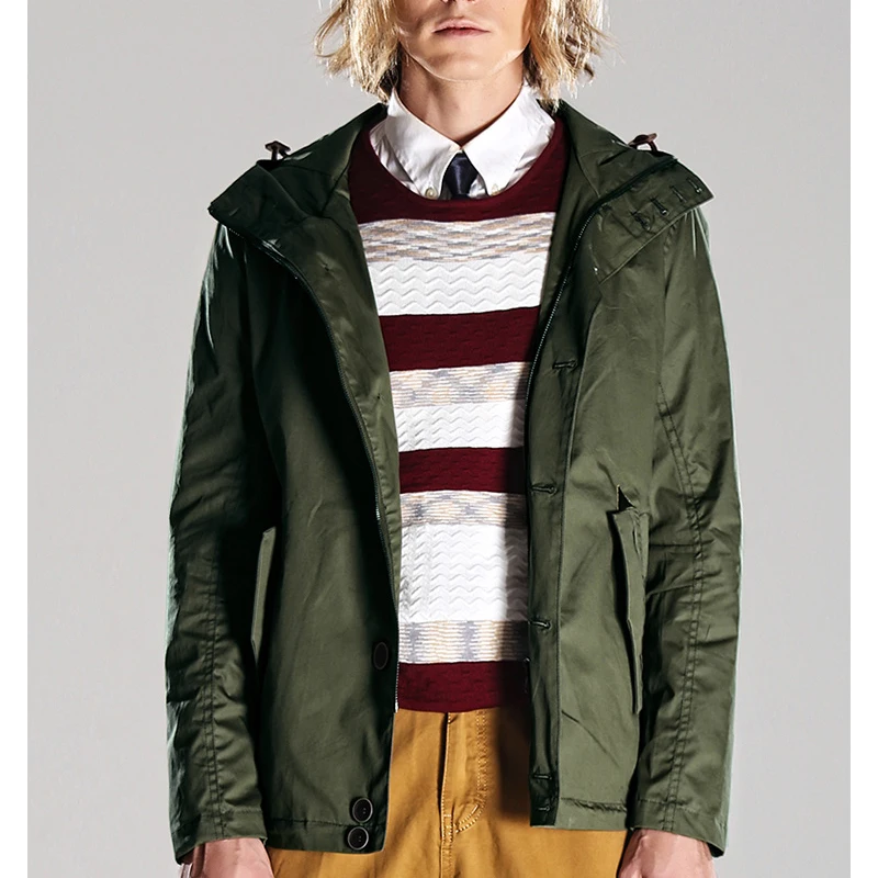 Мужская хлопковая куртка осенняя темно синяя с карманами на кнопках милитари Hombre