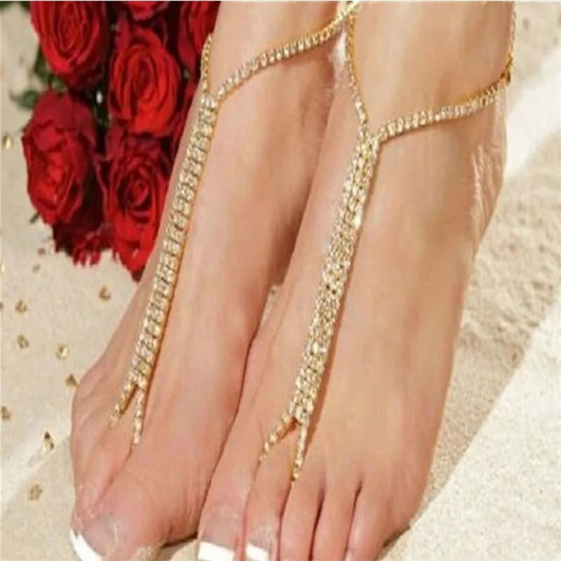 

Bridal anklet beach anklet with stretch and rhinestone design