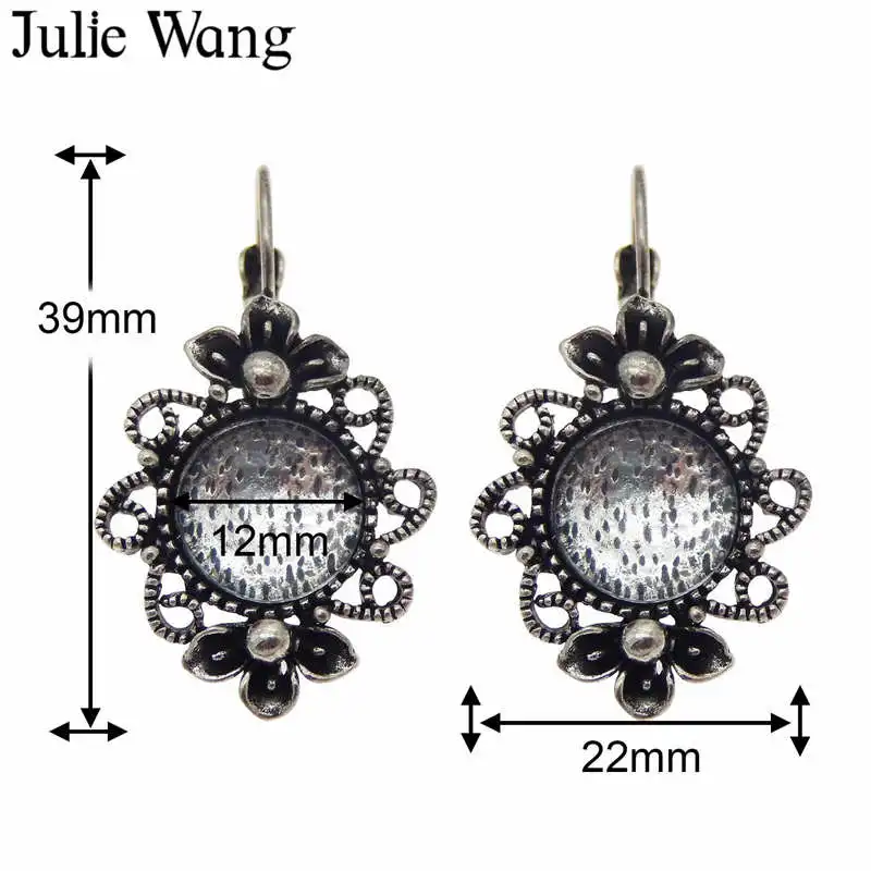 Julie Wang 2 пары клипсы серьги античный цвет сплав клипса для уха кабошон поднос