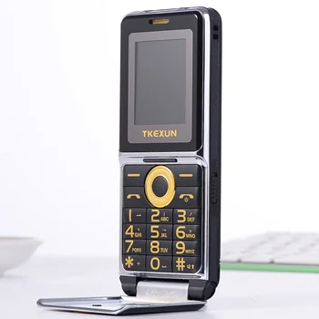 Black TKEXUN G6000 мобильный телефон с откидной крышкой, 1,8 дюймов, две sim-карты, четыре диапазона, GSM фонарик, SOS, быстрый набор, большая русская клавиатура, сотовые телефоны - Цвет: Black